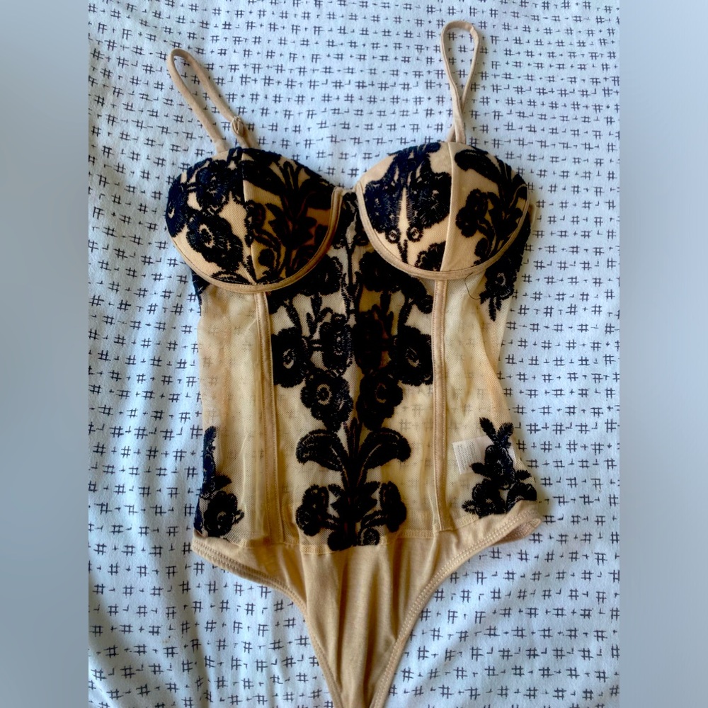 Sheer Black Lace Teddy, Size M